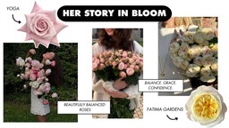 Women's day collage featuring yoga pink rose and fatima gardens rose