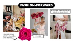 Fashion-forward floral design collage featuring sculptural forms, bold shapes, and modern styling, inspired by contemporary floral design ideas.