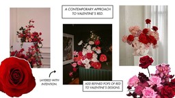 Collage of classic Valentine's Day red roses paired with pink colored roses