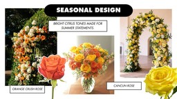 Collage featuring summer roses and seasonal design